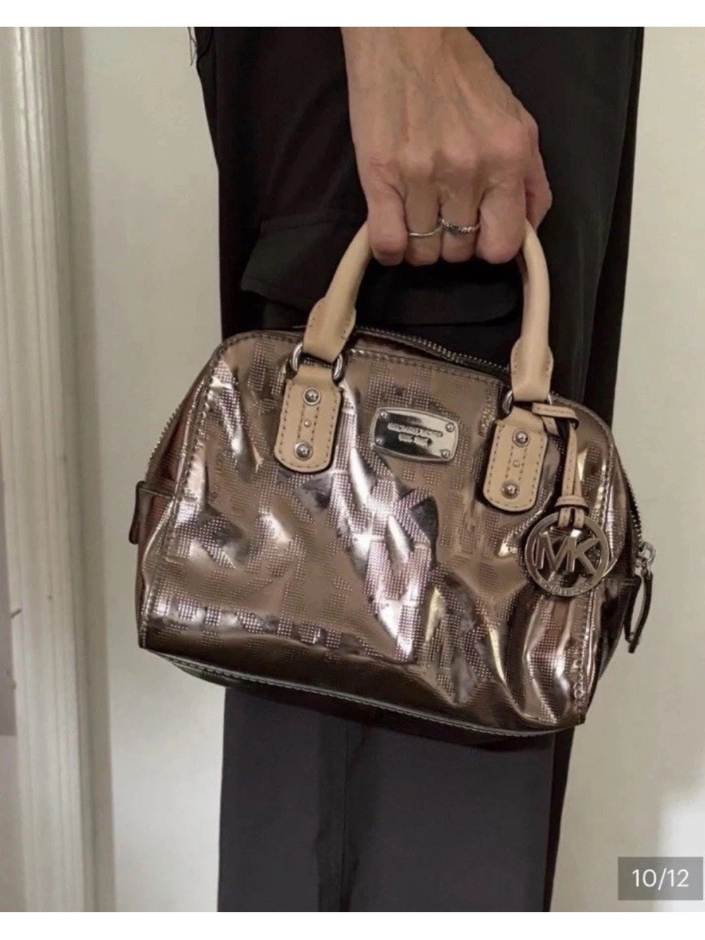 Michael Kors Metallic Silver Mini
Satchel w/Monogram MK Charm - Picture 10 of 10